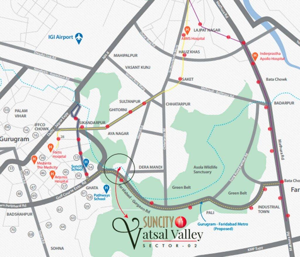 Suncity Vatsal Valley Location Map