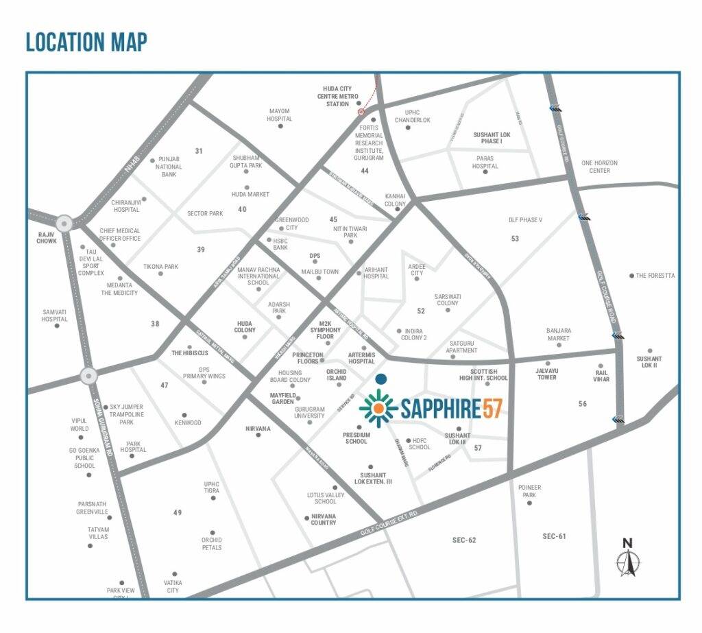 Ameya Sapphire 57 Location Map