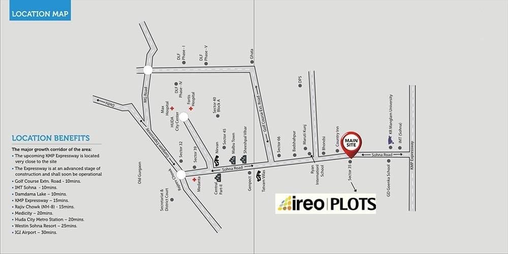Ireo Plots Sohna Location Map