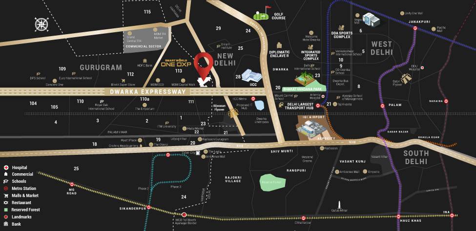 Smart World One DXP Gurgaon Location Map
