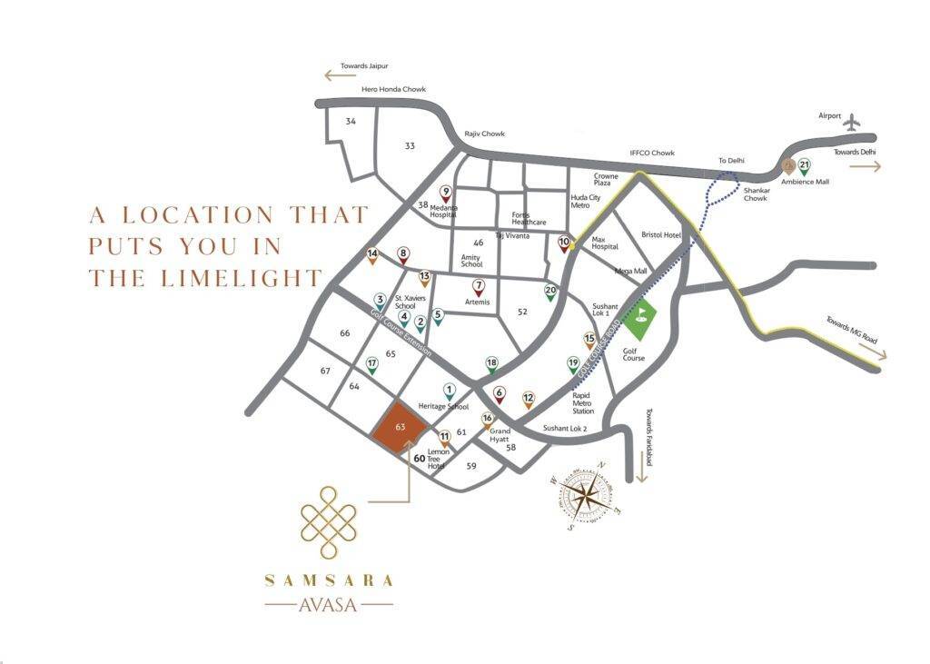 Adani Samsara Avasa Gurgaon Location Map