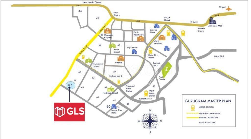 Gls Lansdowne Gurgaon Location Map