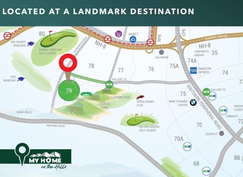 M3M Golf Estate Phase 2 Location Map