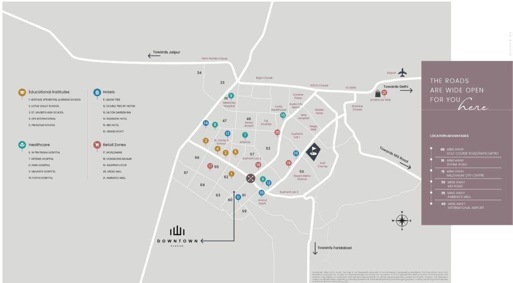 Adani Brahma Downtown Avenue Gurgaon Location Map