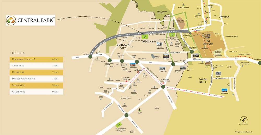 Central Park Sector 104 Gurgaon Location Map