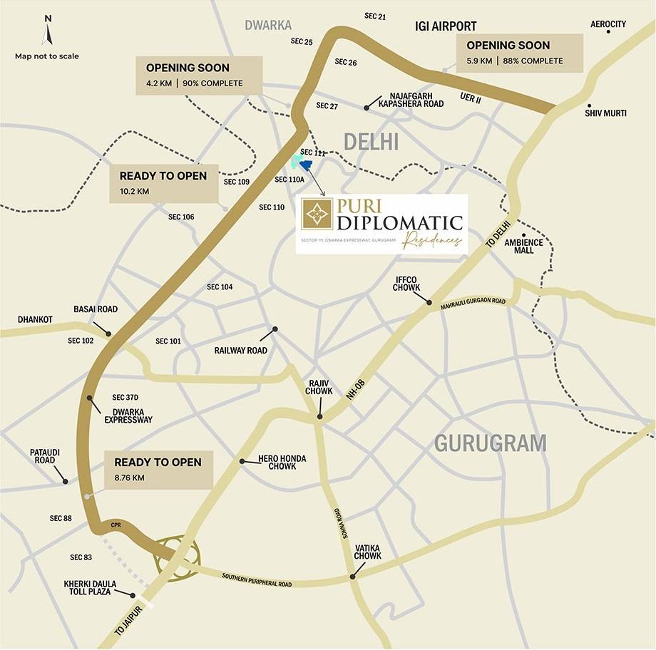 Puri Diplomatic Residences Gurgaon Location Map
