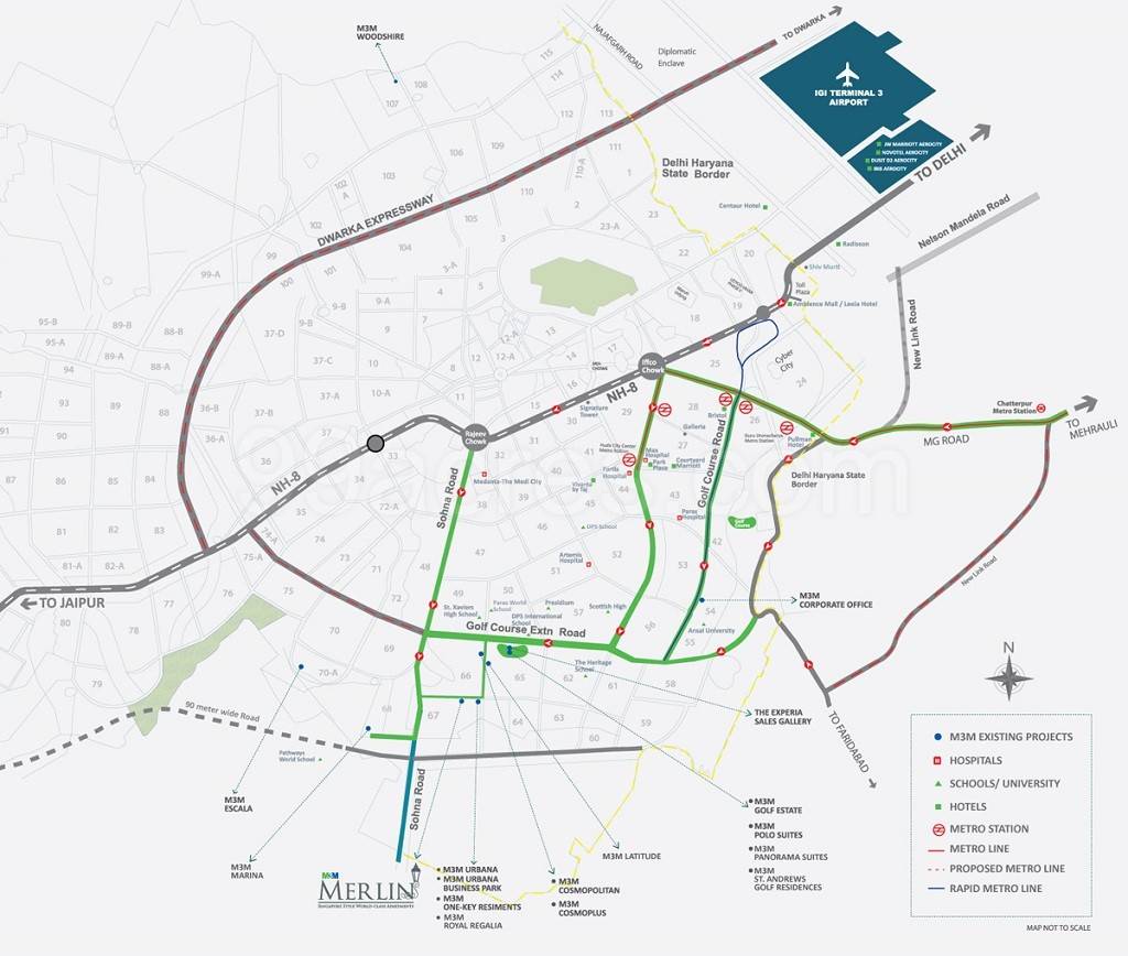 M3M Opus at M3M Merlin Sector 67 Gurgaon Location Map