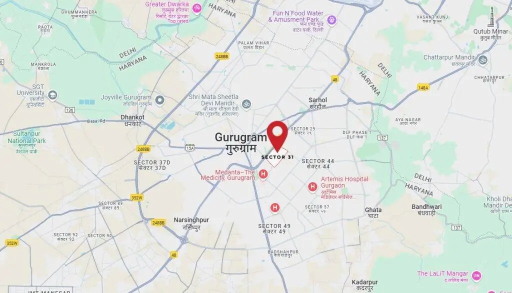 Birla Arika Gurgaon Location Map