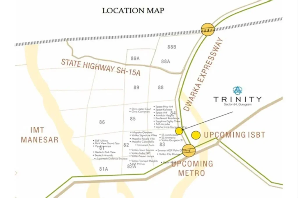 Trinity Sky Palazzos gurgaon Location Map