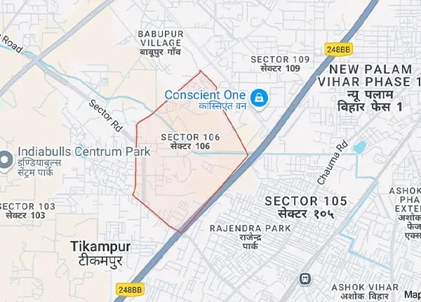 Conscient Sector 106 Gurgaon Location Map