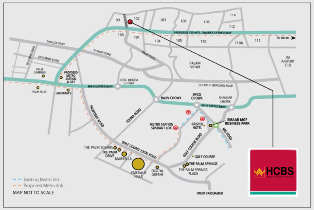 HCBS Twin Horizon Gurgaon Location Map