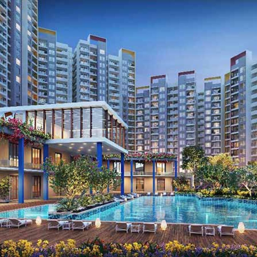 Shapoorji Pallonji Joyville Gurgaon Elevation Night View