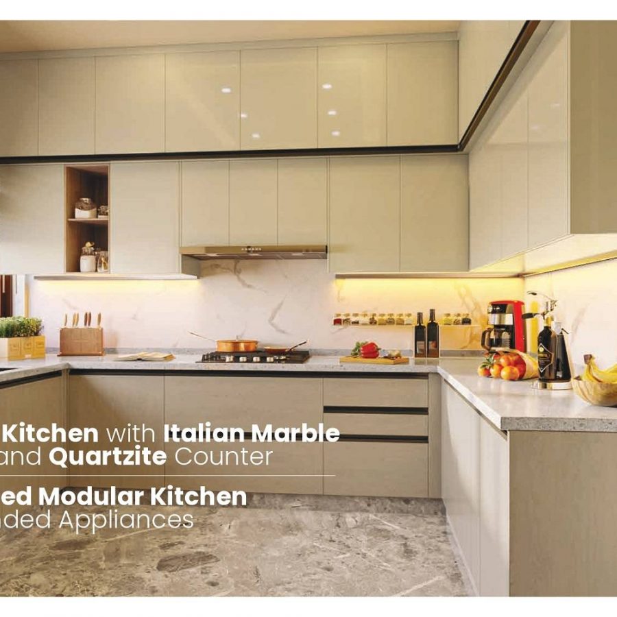 Tarc Tripundra Modular Kitchen with italic Marble